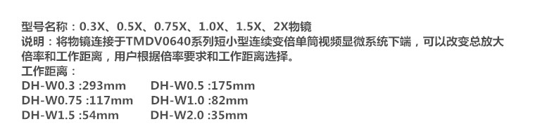 TMDV0640短小型连续变倍单筒视频显微系列